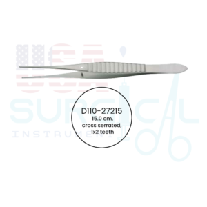 Gillies Dissecting, Forceps, cross serrated, 1x2 teeth