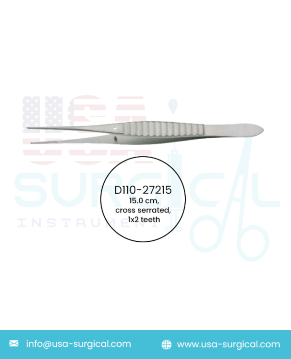 Gillies Dissecting, Forceps, cross serrated, 1x2 teeth