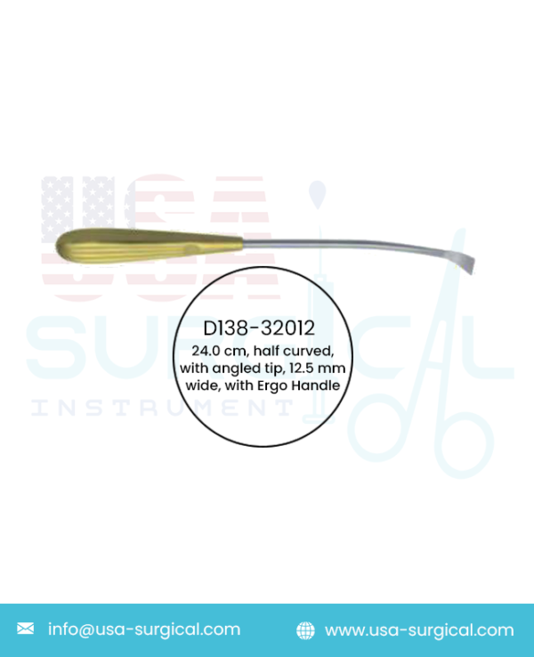 Scalp Dissector, half curved, with angled tip, 12.5 mm wide