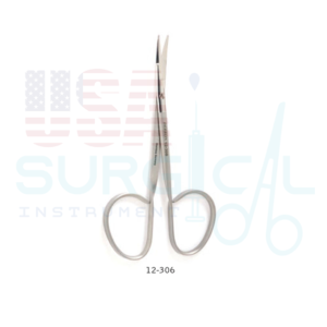 KAYE Fine Dissecting Scissors, curved, serrated, ribbon type handle