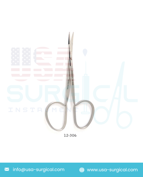 KAYE Fine Dissecting Scissors, curved, serrated, ribbon type handle