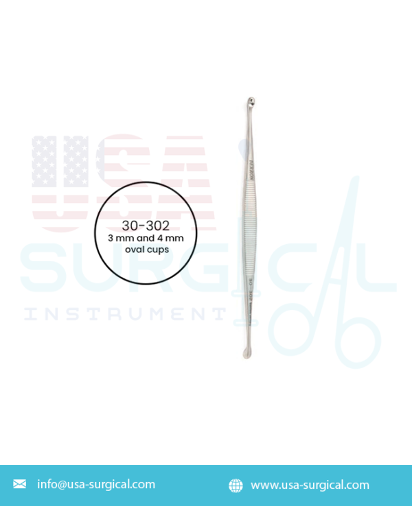 WILLIGER Bone Curette, double end, and oval cups