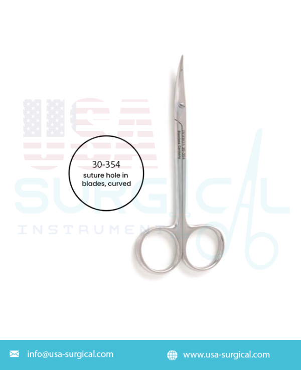 LITTLER Suture Carrying Scissors ,, with suture hole in blades, curved