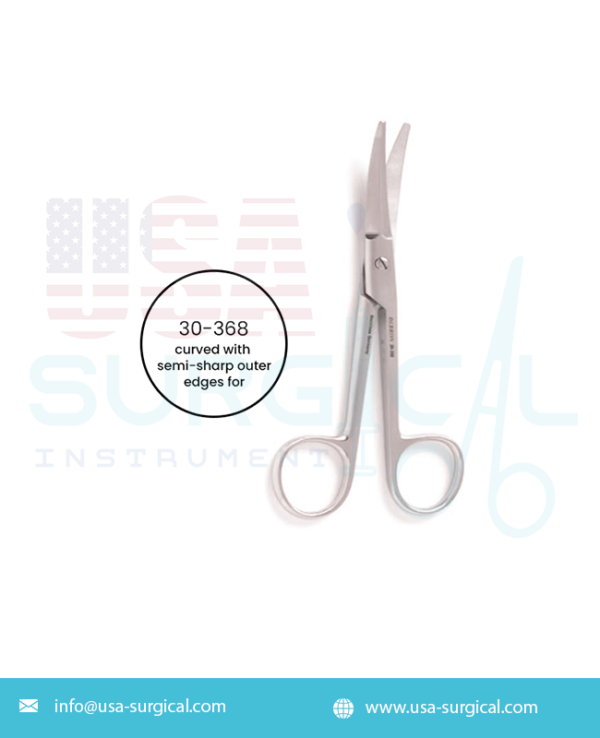 Saber-Back Rhytidectomy Scissors, curved with semi-sharp outer edges for dissection