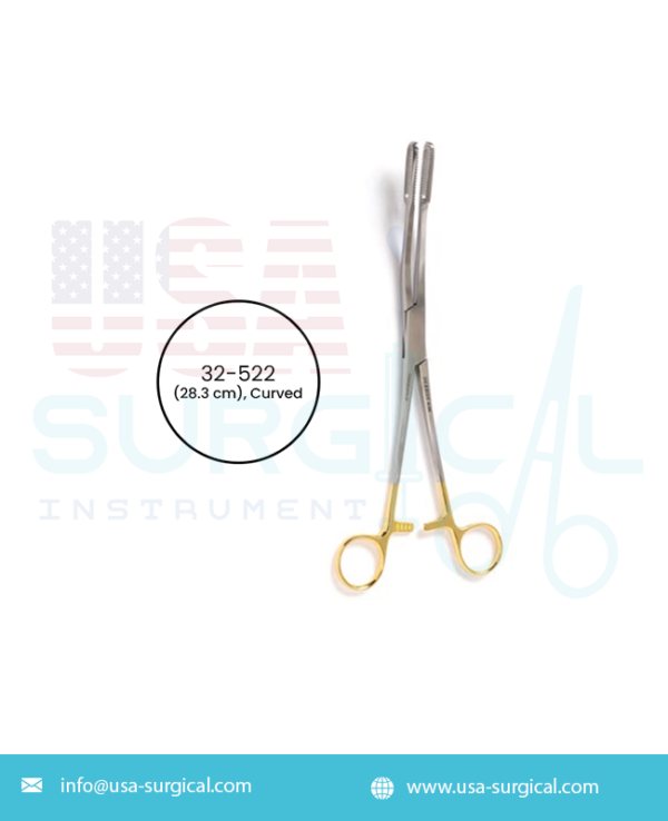 JAVERTS Cervical Polyp Forceps, curved, flat serrated jaws with ratchet