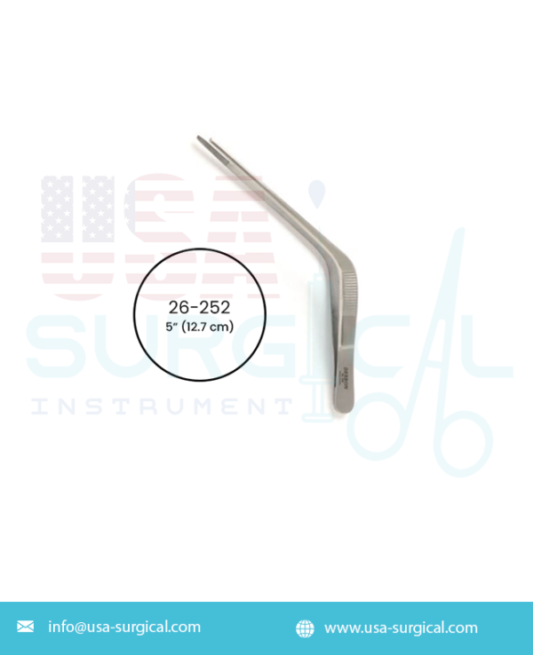 WILDE Ear Dressing Forceps, angular with serrated tips