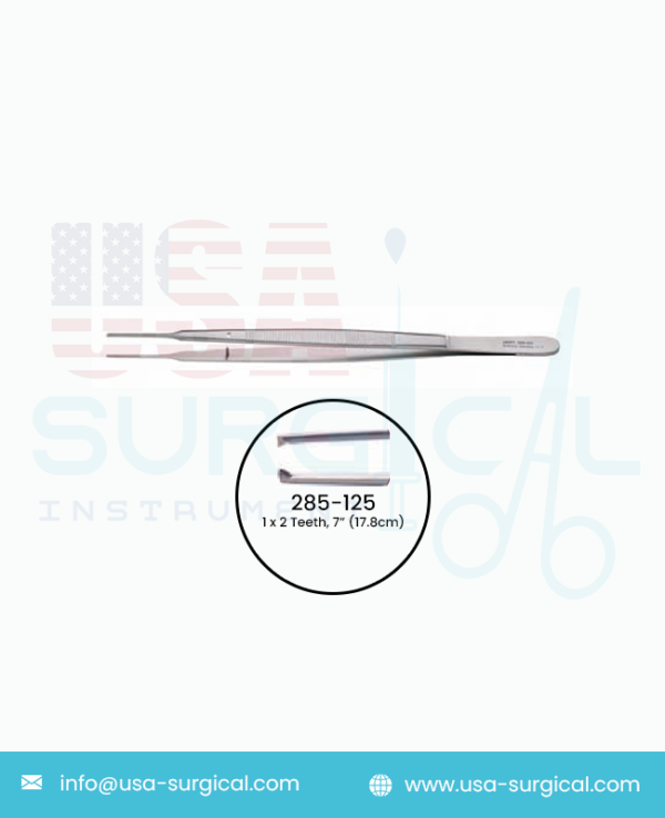 GERALD Forceps, Straight, Narrow Tips, 1 x 2 Teeth