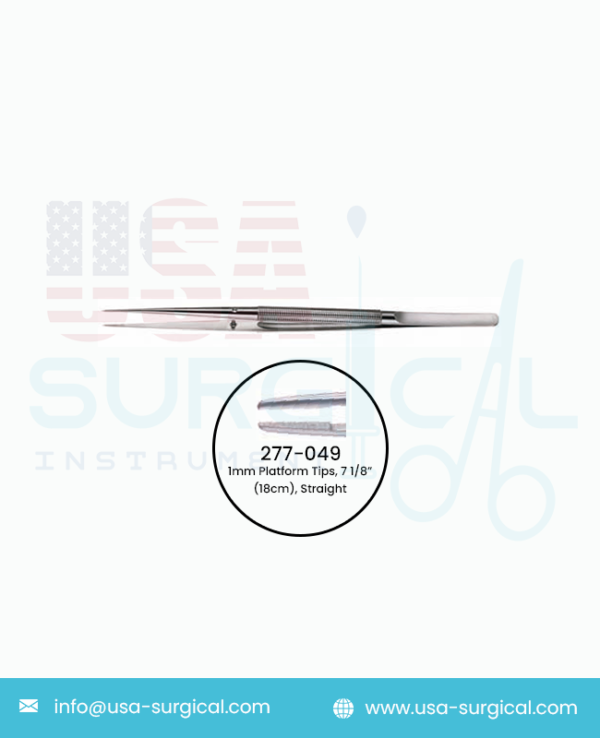 RHOTON-Type Suture Tying Forceps, Round Handle, Delicate,1mm Platform Tips