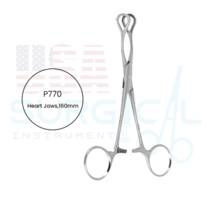 Haemostatic forceps heart serrated jaws