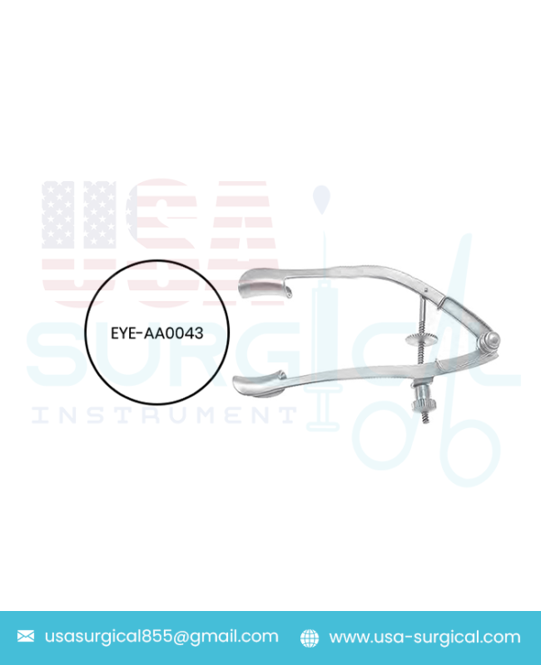 Lancaster Eye Speculum adjustable mechanism with locking nut