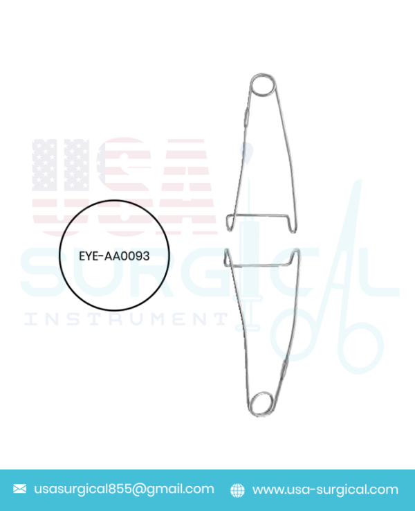 Jaffe Wire Lid Retractor may be clamped to surgical drape with suture or elastic band, pair,