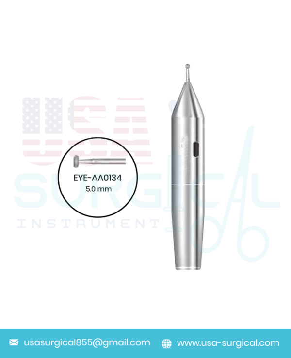 Ophthalmic Burr for polishing pterygiums, diamond burr, disc shaped 5.0mm diameter