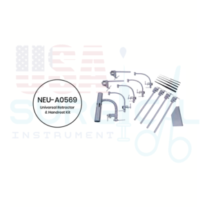 "PRIME Universal Retractor & Handrest Kit The PRIME Retractor is a modular, self-retaining neurosurgical/microsurgical retractor system. The PRIME system provides the surgeon increased control and support in dissection as well as reliable exposure in multiple planes of retraction. A variety of configurations are possible with a combination of component parts. Speak to your Symmetry Sales Representative for a more complete description of the possible retraction levels. - COMPLETE SET"